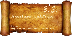 Breszlauer Emánuel névjegykártya